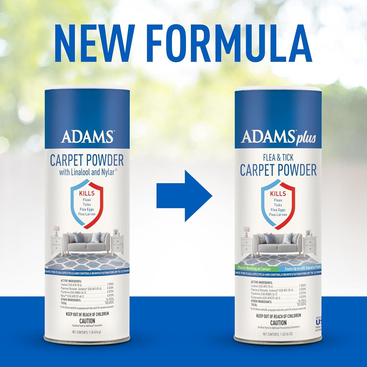 imageADAMS Plus Carpet Powder Kills Fleas and Ticks On Contact Kills All Stages of the Flea Life Cycle 30 Day Protection Freshens and Deodorizes Treats Up to 400 Sq Ft 1LBCarpet Powder Only