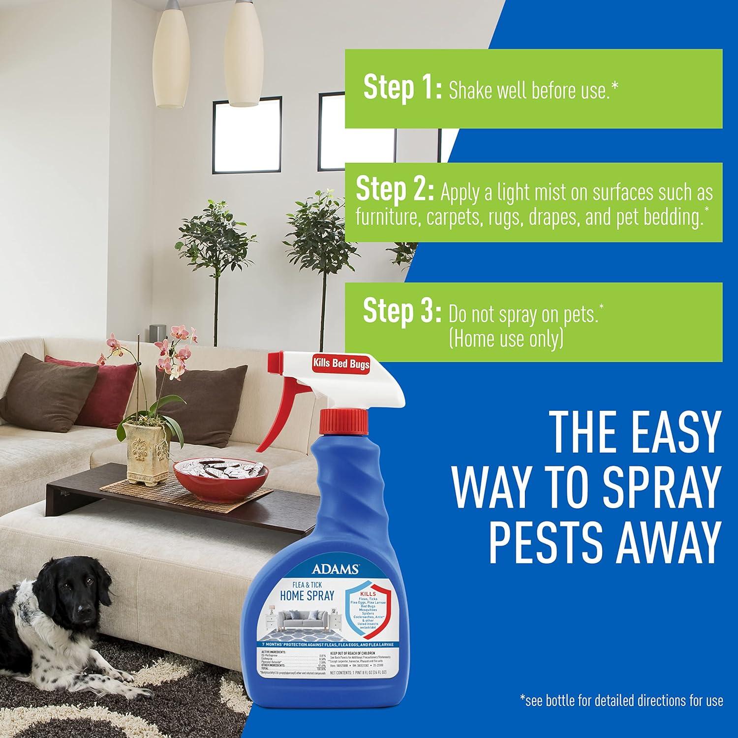 imageAdams Flea ampamp Tick Home Spray with Precor Kills Fleas Flea Eggs Flea Larvae Bed Bugs Ticks Ants Cockroaches Spiders Mosquitoes And Many Other Listed Nuisance Pests In The Home 24 Fl Oz