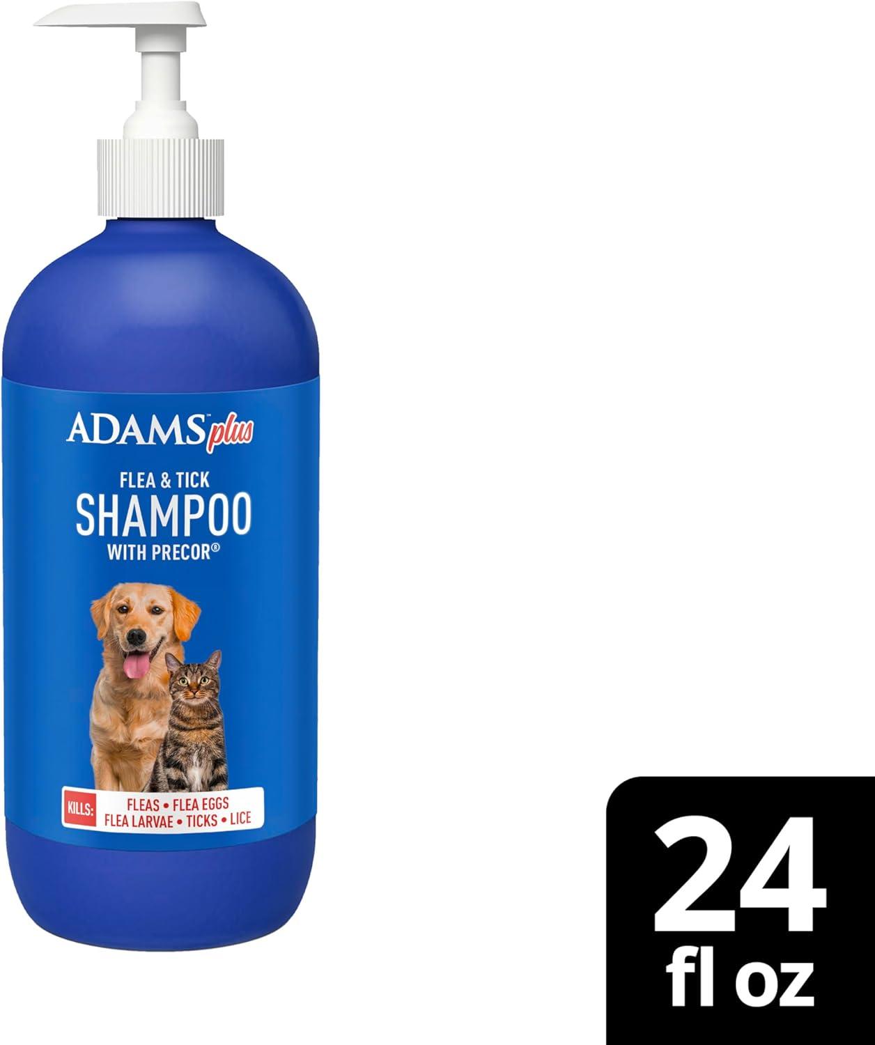 imageAdams Plus Flea ampamp Tick Shampoo with Precor for Cats Kittens Dogs ampamp Puppies Over 12 Weeks Of Age Sensitive Skin Flea Treatment for Dogs ampamp Cats Kills Adult Fleas Flea Eggs Ticks and Lice 6 Oz24 Ounces