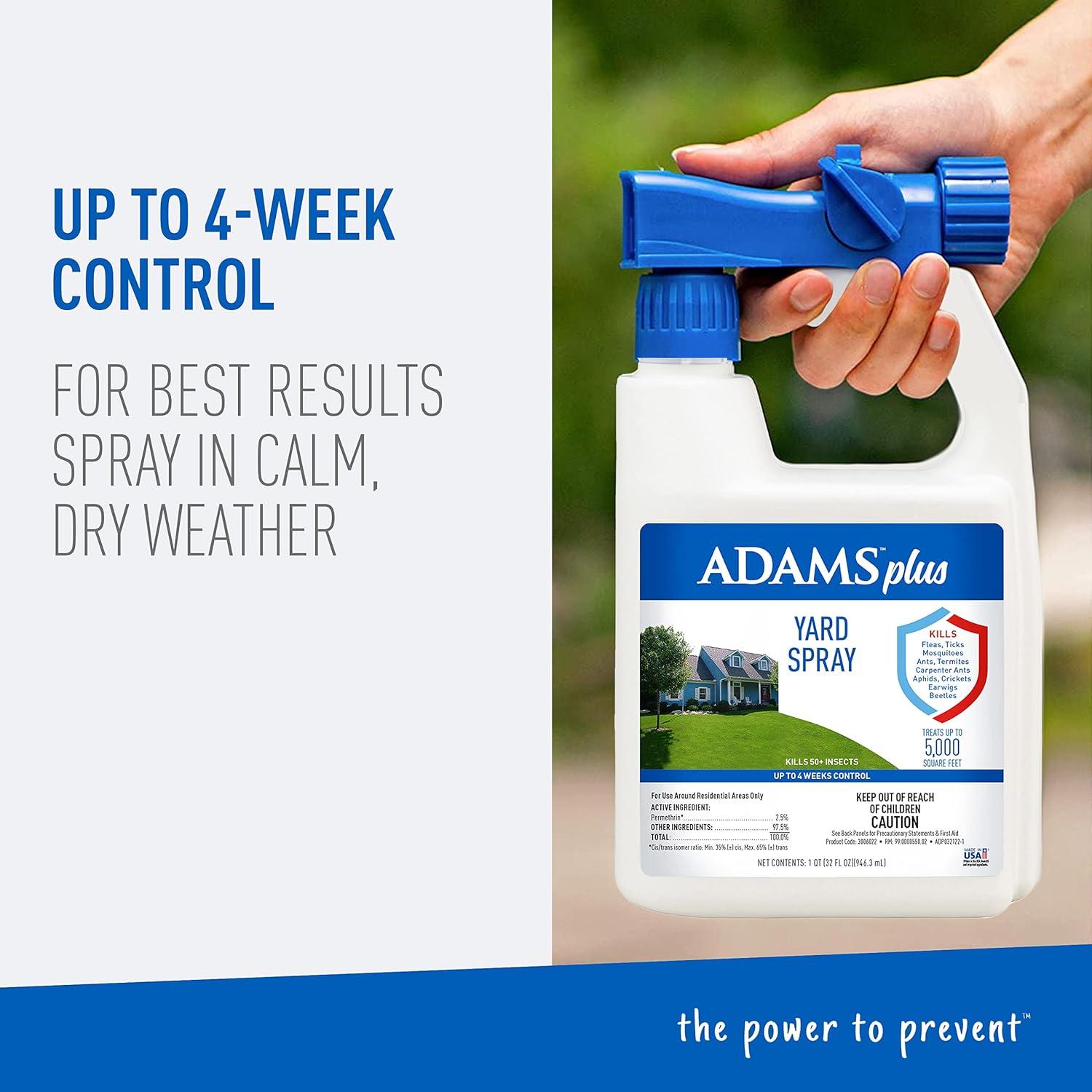 imageAdams Plus Yard Spray  Kills Mosquitoes Fleas Ticks Ants And Many Other Listed Nuisance Pests in Outdoor Areas  Treats Up to 5000 Square Feet  Easy To Use HoseEnd Spray  32 Fl Oz