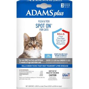 imageAdams Plus Flea ampamp Tick Spot On for Cats Over 25 lbs but Under 5 Pounds 3 Month Supply