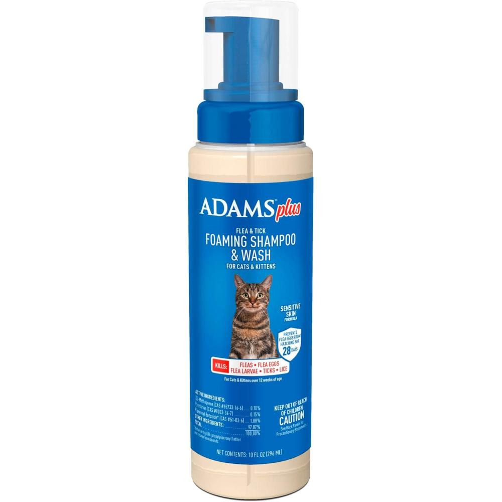 imageADAMS Plus Flea ampamp Tick Foaming Shampoo ampamp Wash for Cats ampamp Kittens Over 12 Weeks Sensitive Skin Flea Treatment for Cats ampamp Kittens Kills Adult Fleas Ticks and Lice On Contact 10 Ounces