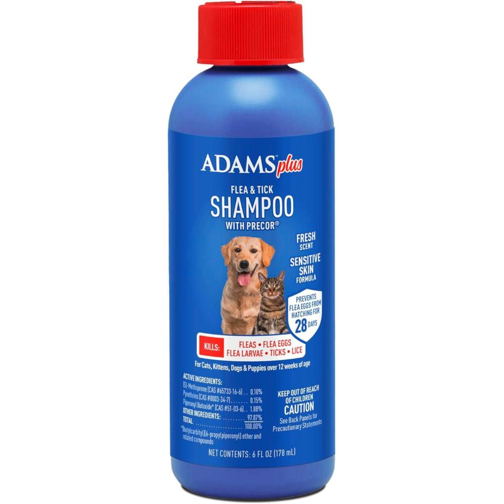 imageAdams Plus Flea ampamp Tick Shampoo with Precor for Cats Kittens Dogs ampamp Puppies Over 12 Weeks Of Age Sensitive Skin Flea Treatment for Dogs ampamp Cats Kills Adult Fleas Flea Eggs Ticks and Lice 6 Oz6 fluid ounces