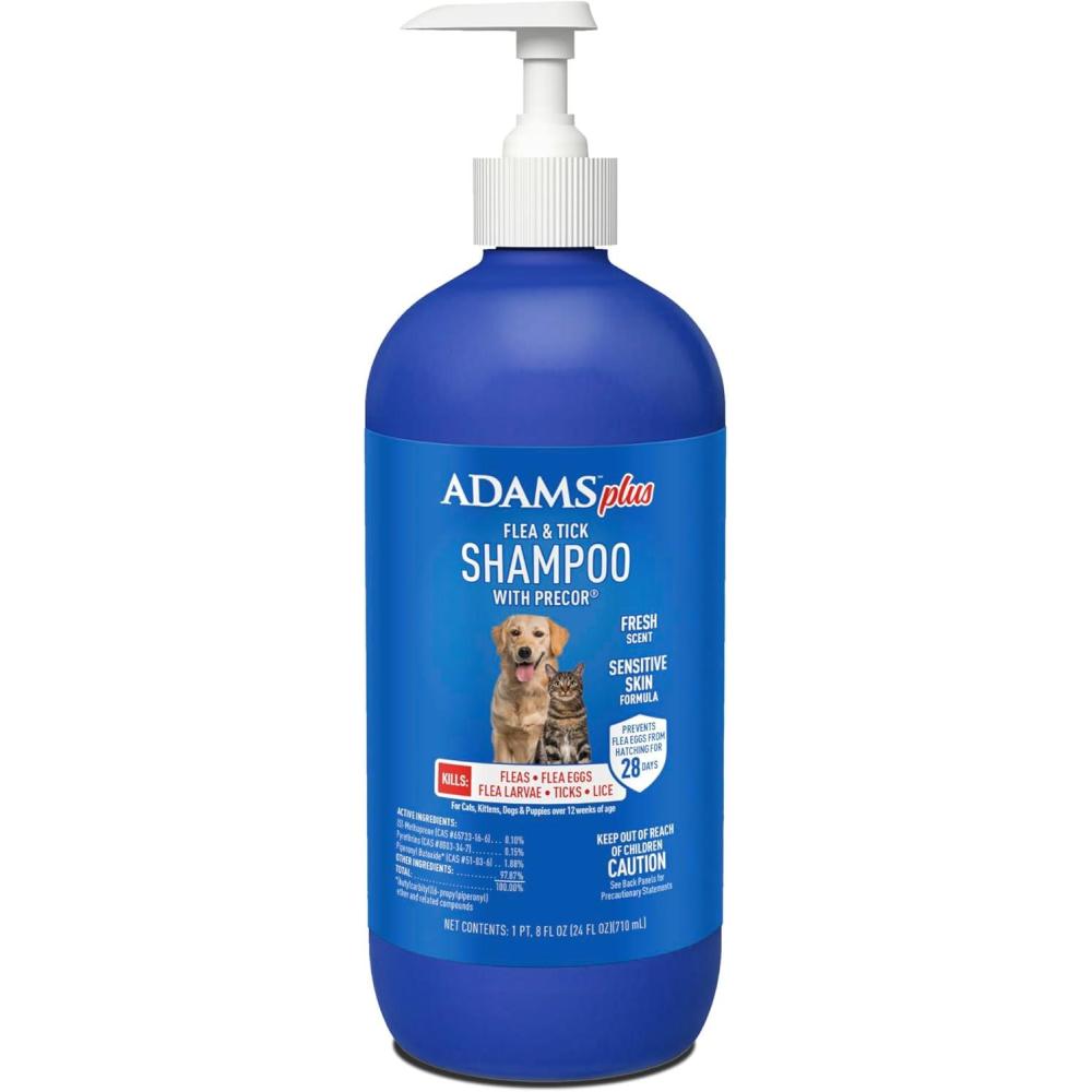 imageAdams Plus Flea ampamp Tick Shampoo with Precor for Cats Kittens Dogs ampamp Puppies Over 12 Weeks Of Age Sensitive Skin Flea Treatment for Dogs ampamp Cats Kills Adult Fleas Flea Eggs Ticks and Lice 6 Oz24 Ounces