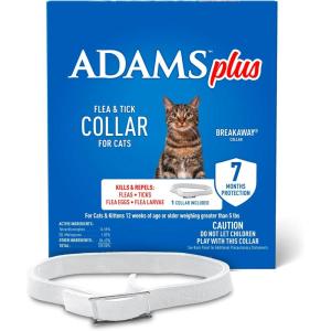 imageADAMS Plus Flea ampamp Tick Collar for Cats Breakaway Collar 1 White Collar 7Month Protection Kills ampamp Repels Fleas Flea Eggs Flea Larvae and Kills Ticks Tick Nymphs and Tick LarvaeAll Sizes