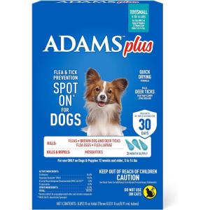 imageAdams Plus Flea ampamp Tick Prevention Spot On for Dogs 61150 Pounds 12 Weeks ampamp Older 3Month Supply Kills Fleas Flea Eggs Flea Larvae ampamp Brown Dog ampamp Deer Ticks Kills ampamp Repels Mosquitoes For 30 DaysSmall Dog 514 Pounds
