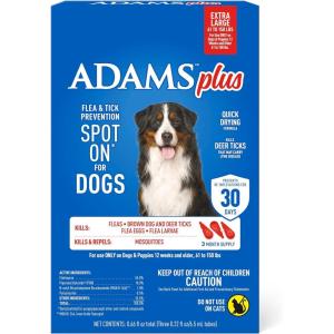 imageAdams Plus Flea ampamp Tick Prevention Spot On for Dogs 61150 Pounds 12 Weeks ampamp Older 3Month Supply Kills Fleas Flea Eggs Flea Larvae ampamp Brown Dog ampamp Deer Ticks Kills ampamp Repels Mosquitoes For 30 DaysXLarge Dog 61150 Pounds